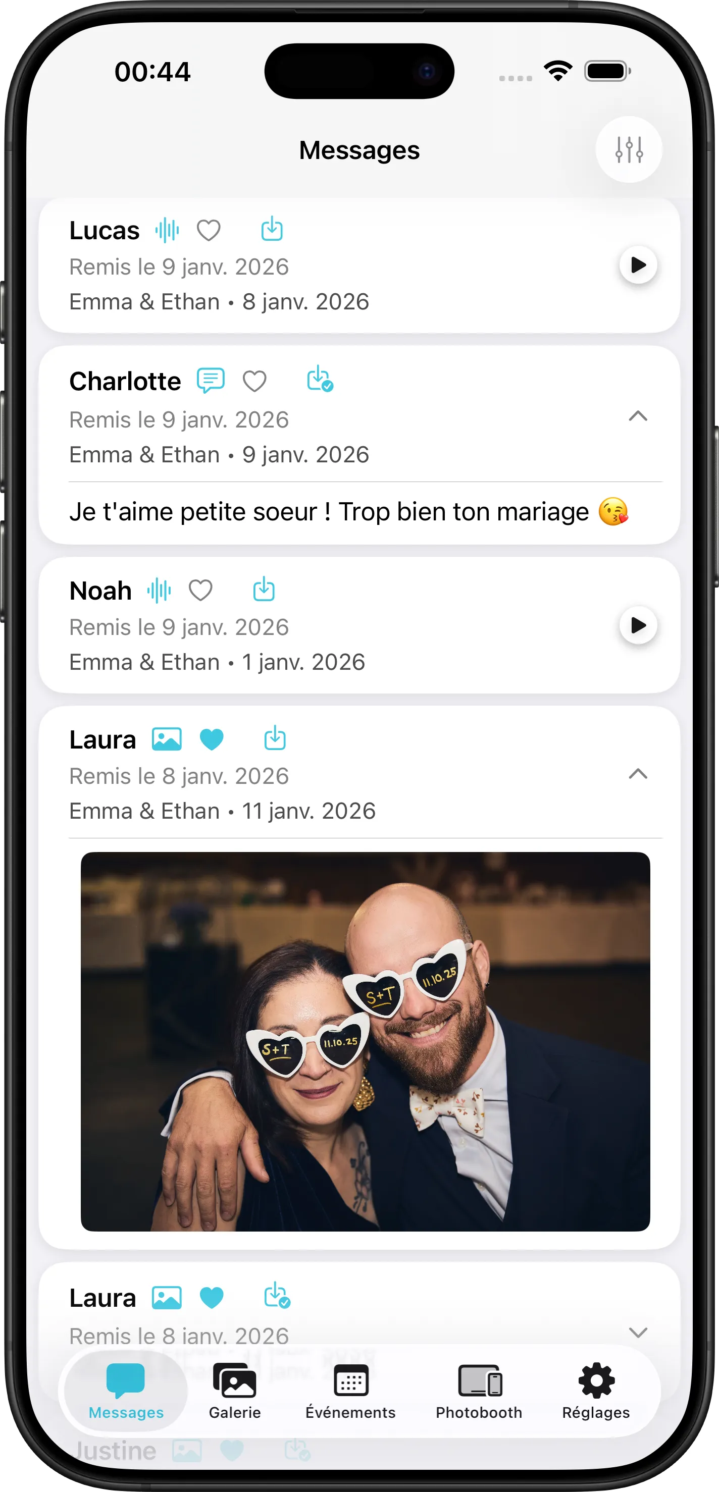 Capture d'écran Oneyear dans iPhone