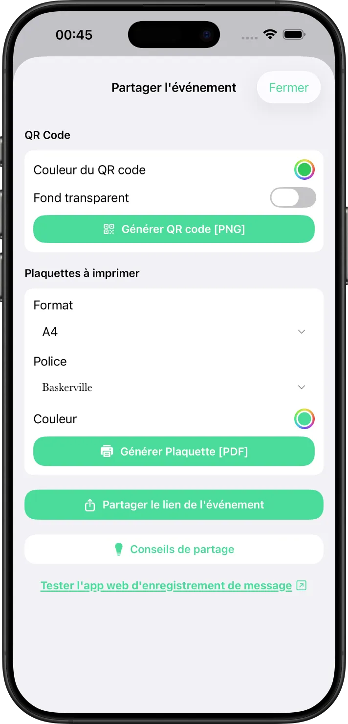 Capture d'écran Oneyear - Nouveau message